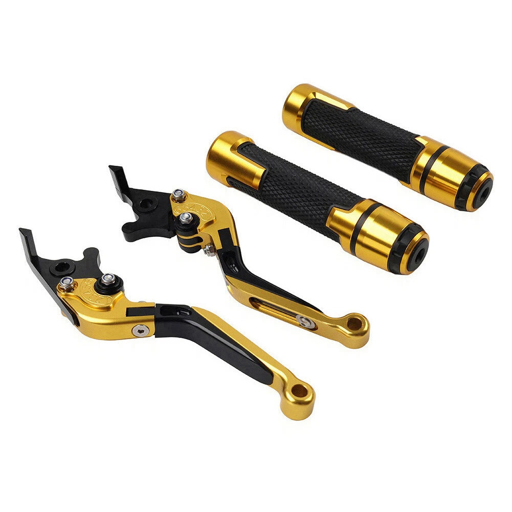 Gold Extendable Brake Clutch Levers & Handlebar Grips for Suzuki GSX-S750 (2017-2023)
