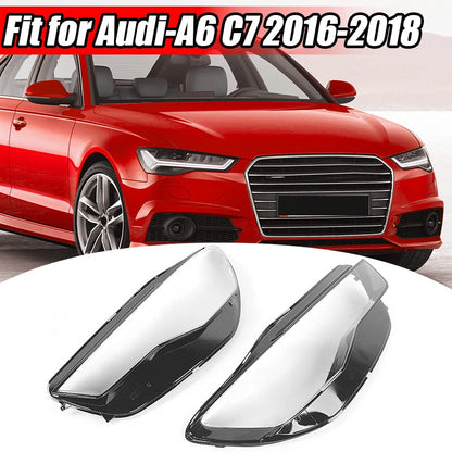 Headlight Clear Lens Cover + Sealant 2 x For Audi A6 S6 (2016-2018)