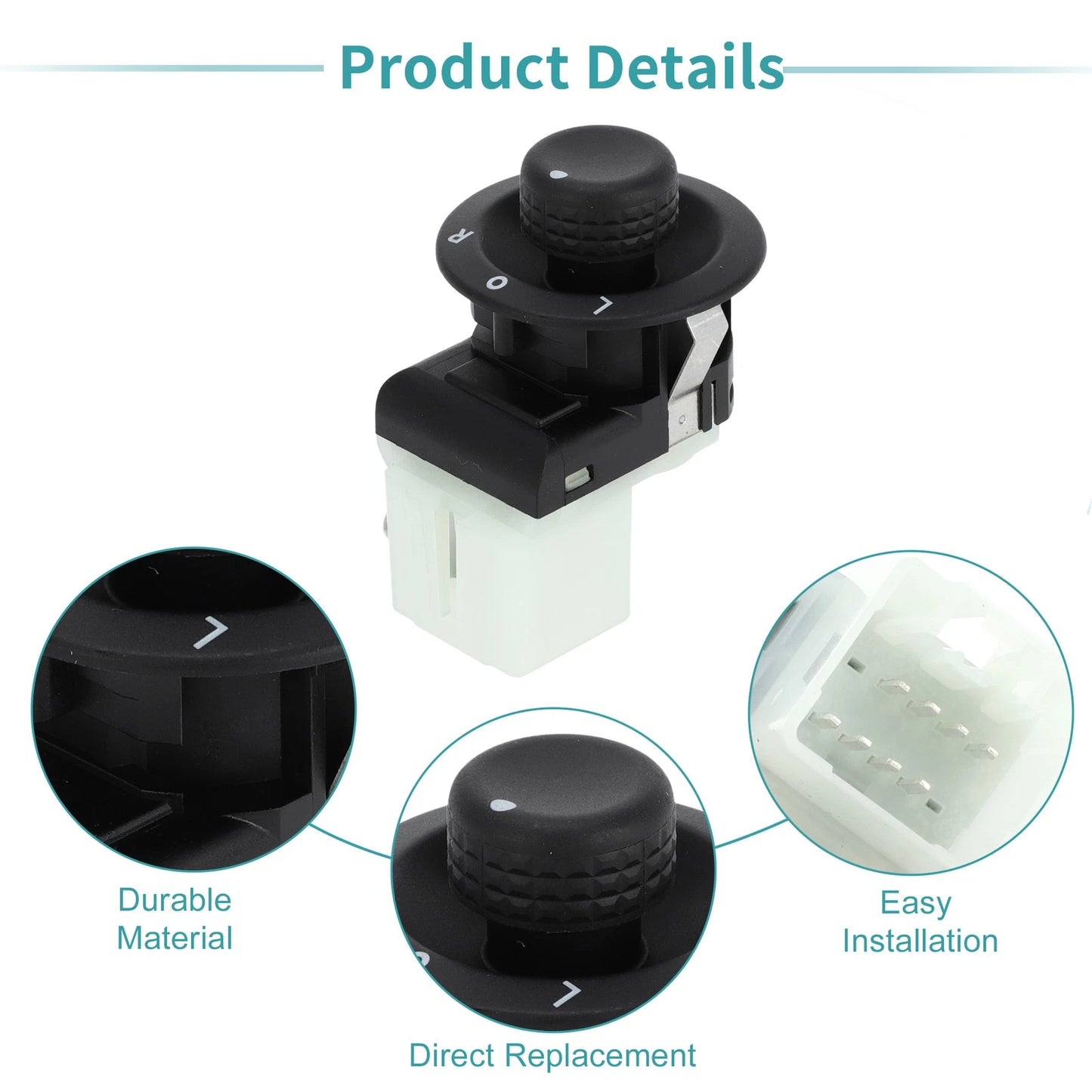 Car Mirror Switch Black Plastic for Chrysler 200 (2011-2014)