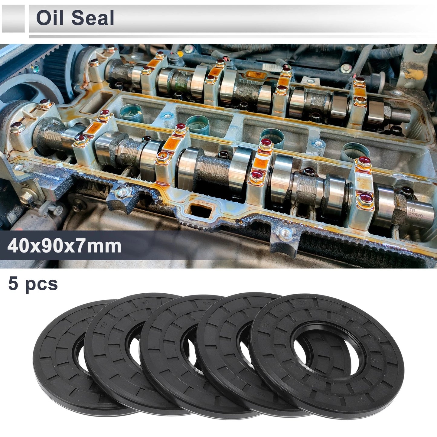 Oil Seal 40x90x7mm Nitrile Rubber Black 5 pcs for Make Model