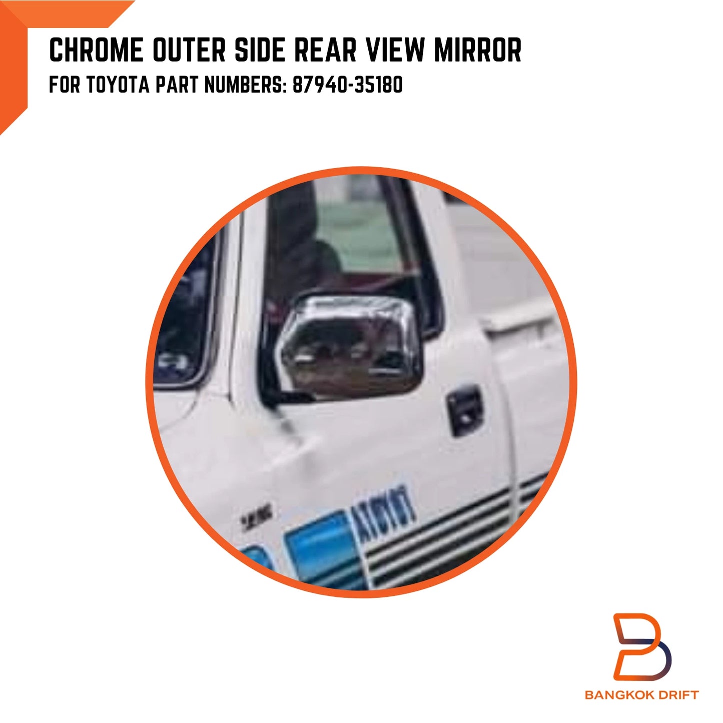 Chrome Door Mirror LH for Toyota Hilux LN106 4WD Ute 4Runner Surf (1988-1997)