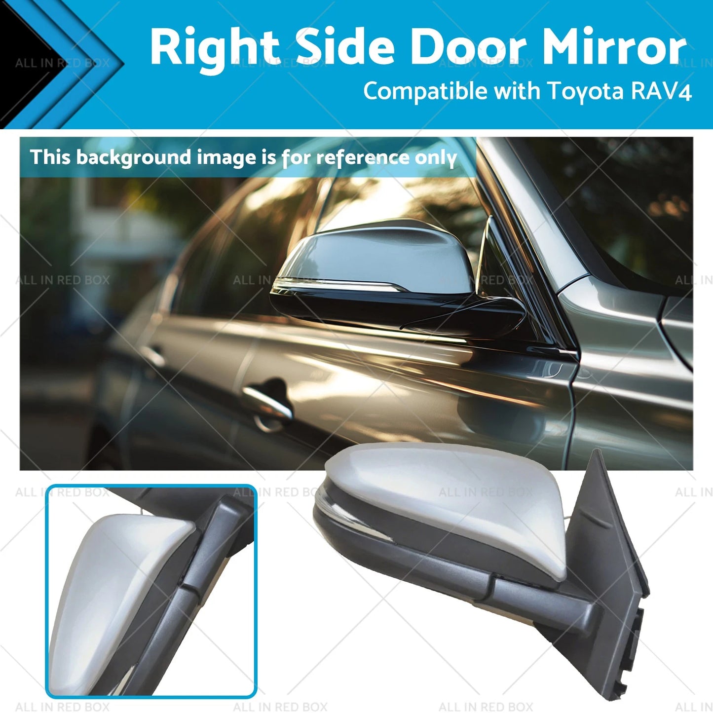 Silver Door Mirror for Toyota RAV4 (2013-2018) Right Side No Autofold