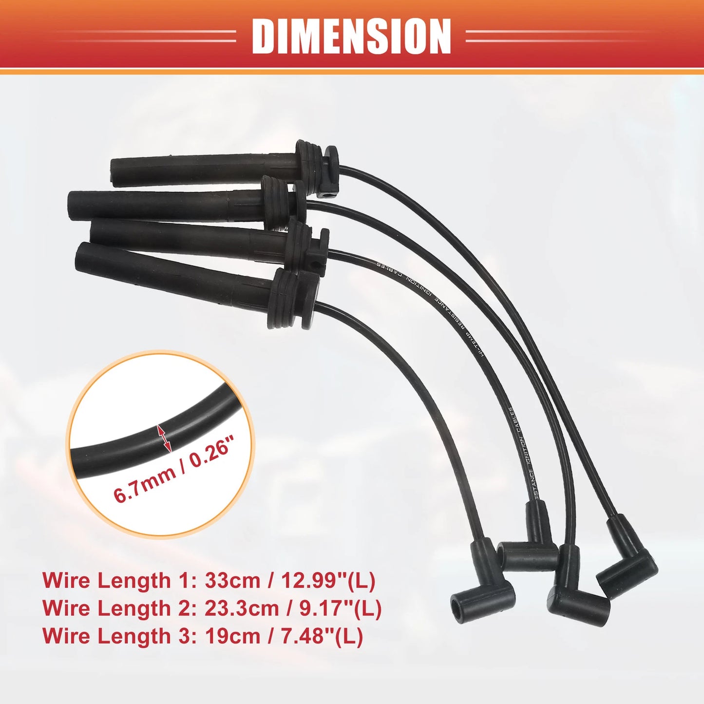 4pcs Spark Plug Wire Ignition Coil Cables for Mini Cooper (2002-2008)