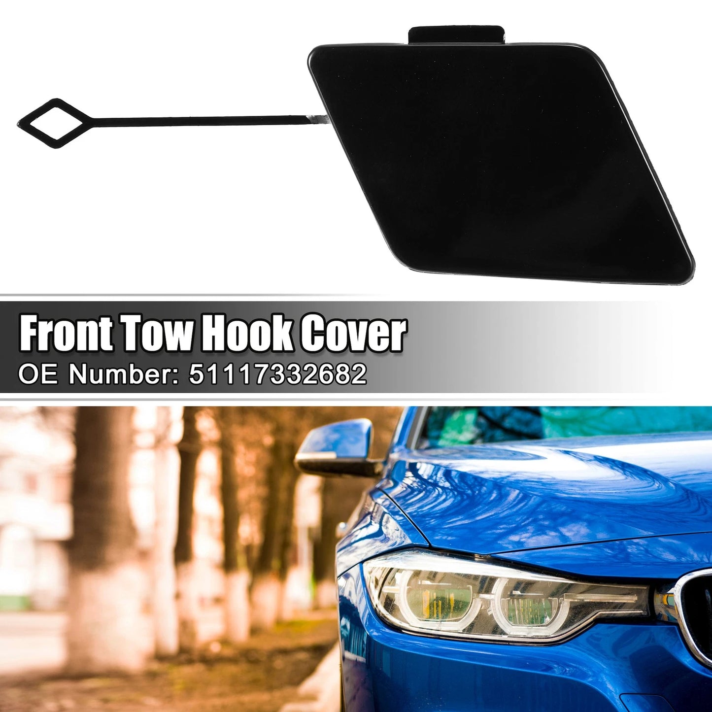 Front Bumper Tow Hook Cover for BMW 5 Series F10 F11 528i 535d 535i Black