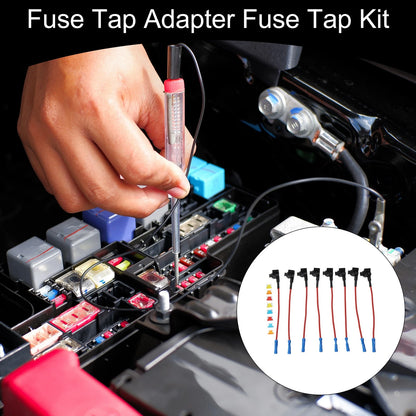 Mini Fuse Tap Adapter w/ 8 x 5A, 10A, 15A, 20A Blade Fuses for DC 32V