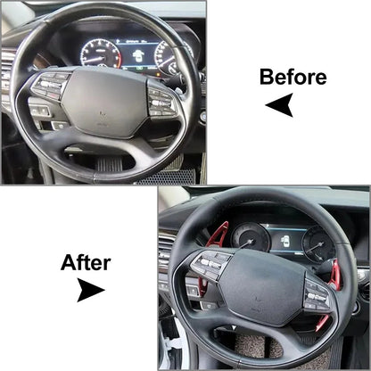 Red Interior Steering Wheel Paddle Shifter Extensions for Hyundai G90 (2017-2023)