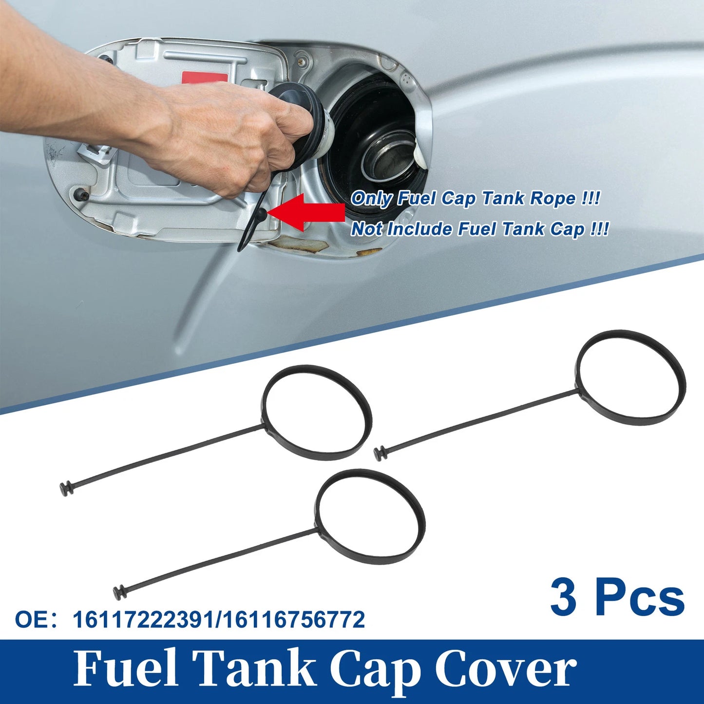 3 Pcs Fuel Tank Cap Tether Rope for BMW X6 (2008-2018)