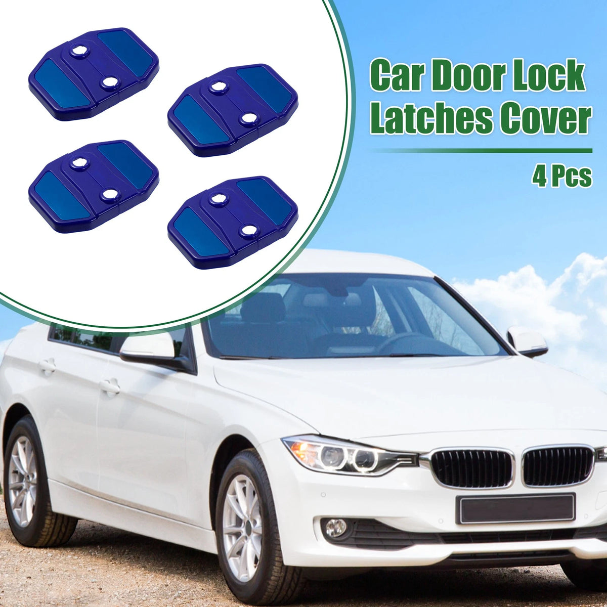 4 x Car Door Latch Lock Cover Protector for BMW 1 Series 2 Series ABS Blue