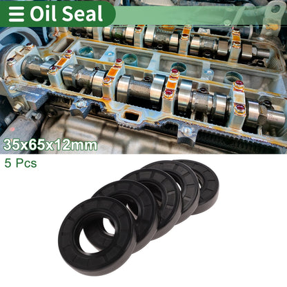 Oil Seal 35x65x12mm 5 Pcs NBR Rubber High Pressure Black