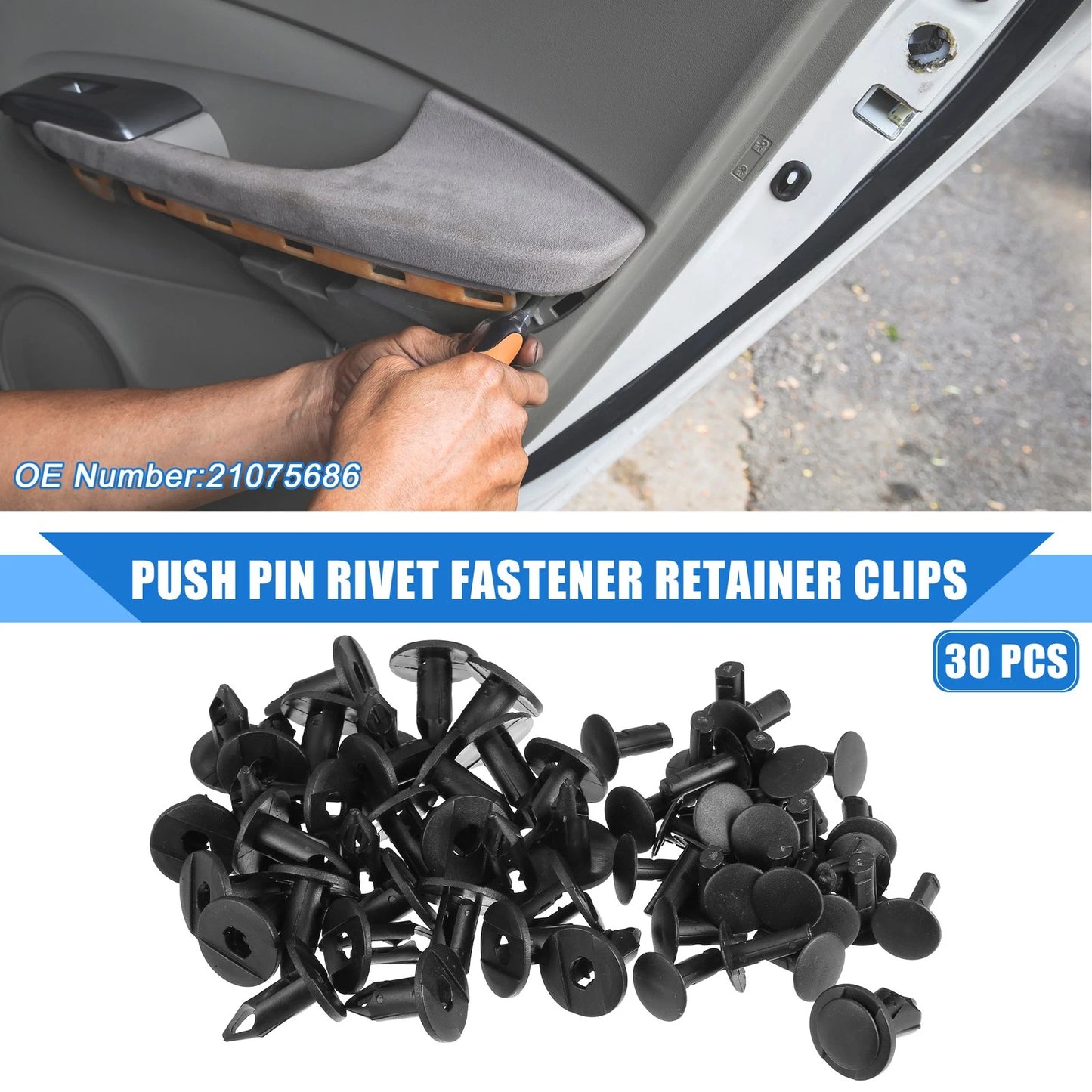 30 Pcs Push Pin Rivet Fastener Retainer Clips for Buick Rainier (2005–2007)