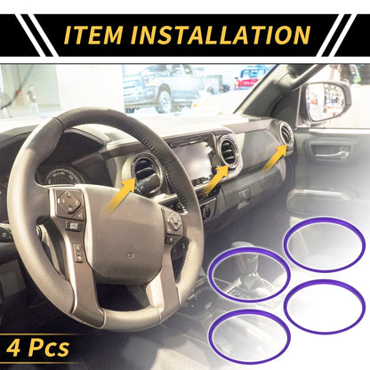 AC Vent Dashboard Decoration Rings for Toyota Tacoma (2016-2021) - 4 Pcs Purple