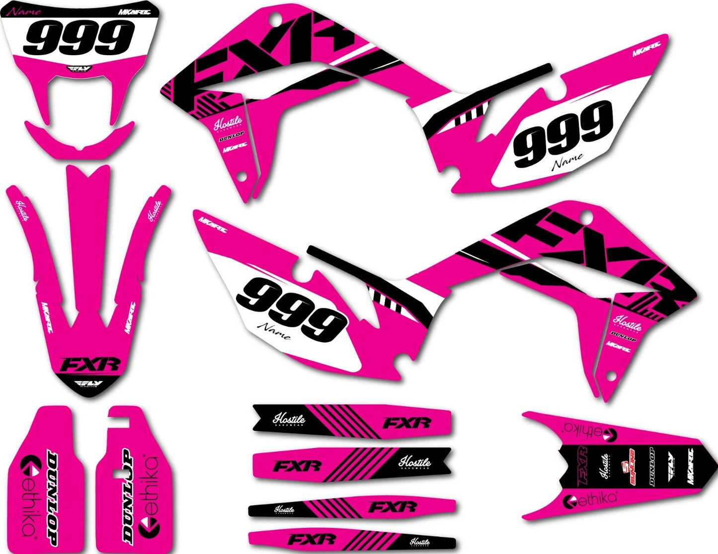 Custom Graphics Full Kit for Kayo T2 250 - Hostile Pink Style Stickers