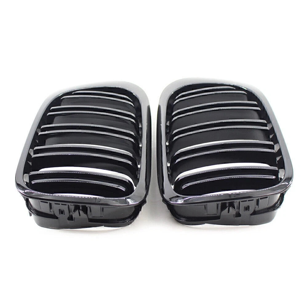 Gloss Black Double Slat Front Bumper Grille for BMW 3 Series E46 Coupe/Cabrio