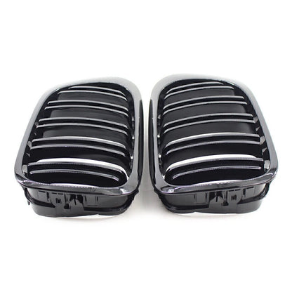 Gloss Black Double Slat Front Bumper Grille for BMW 3 Series E46 Coupe/Cabrio