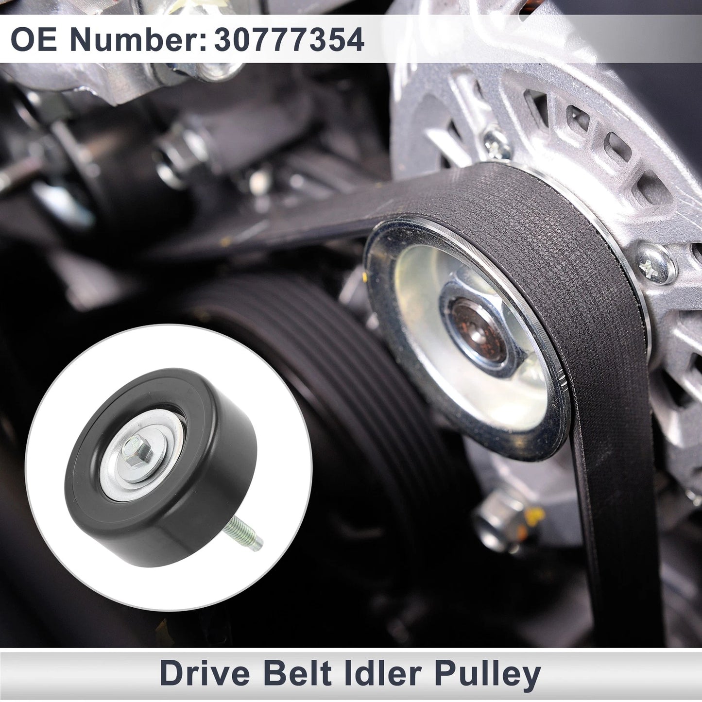 Drive Belt Idler Pulley for Volvo S40 (2009-2012) 1 Pc Black