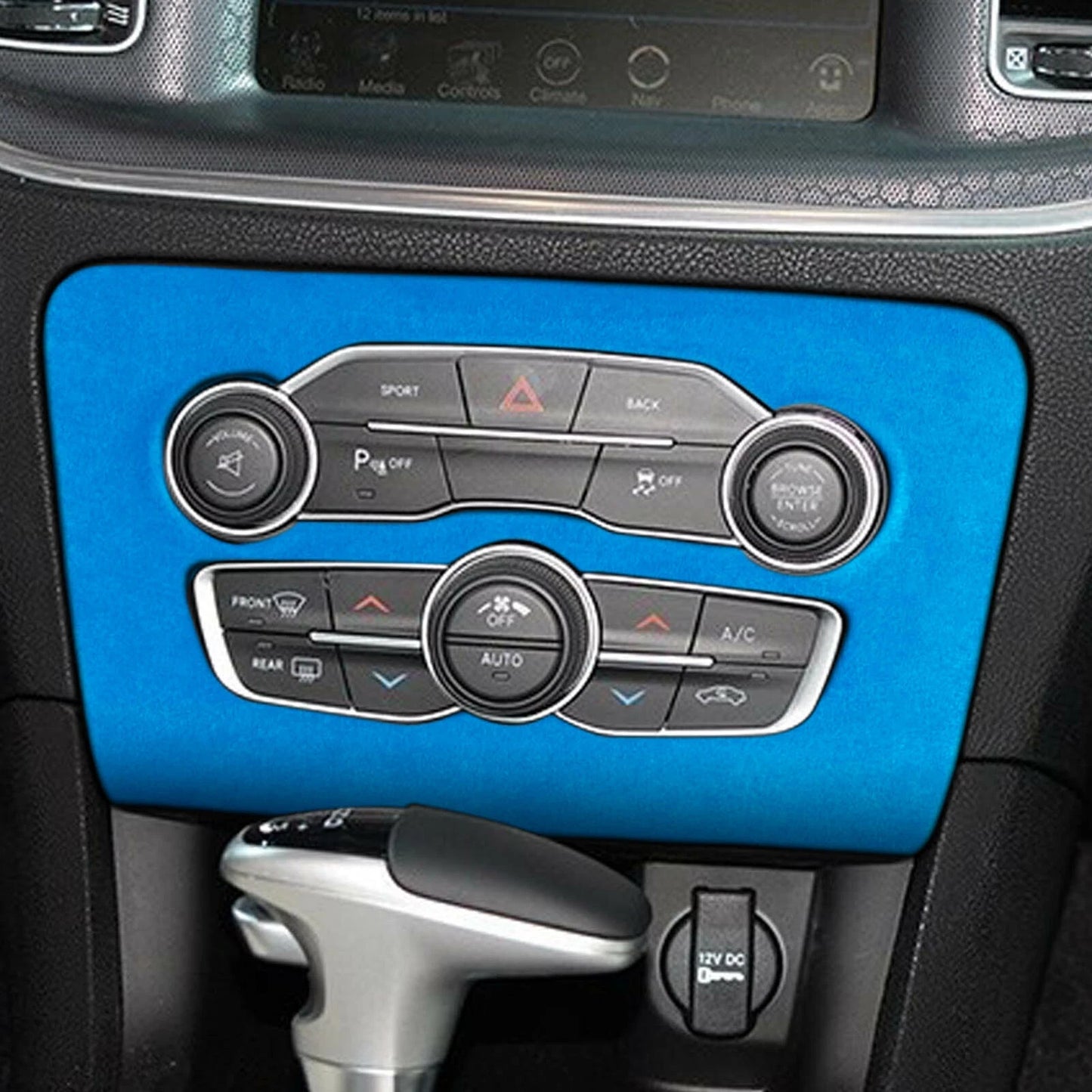 1x Blue Leather A/C Panel Cover for Dodge Charger (2016-2023)