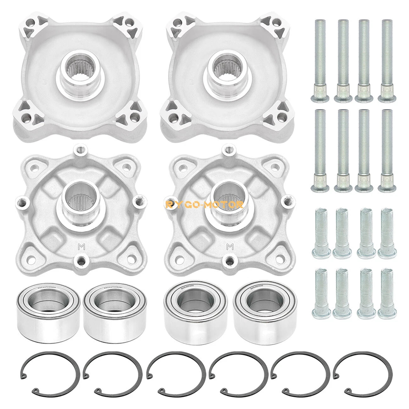 Front & Rear Hubs & Bearings & Studs Kit for Polaris RZR 800 (2008–2014)