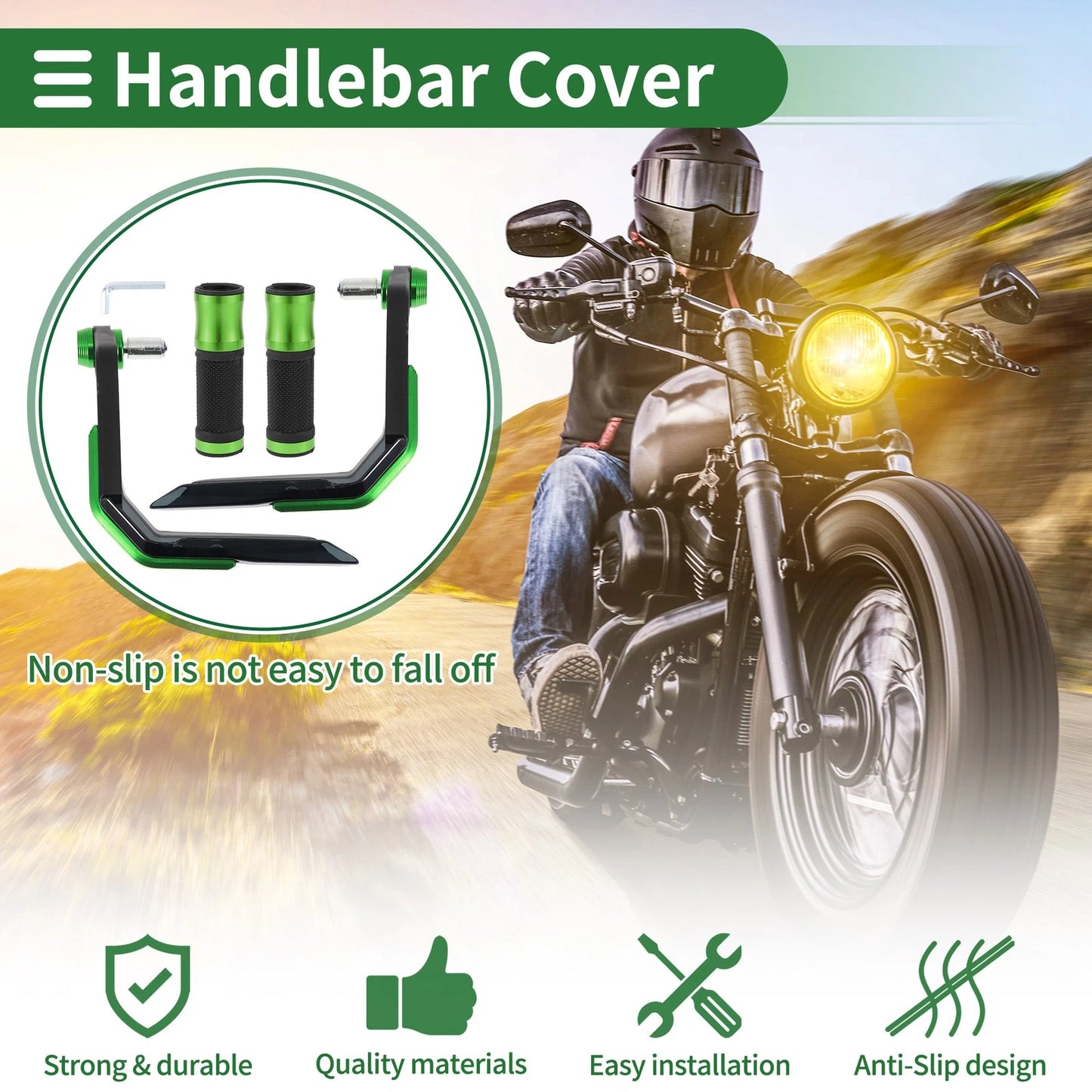Motorcycle Hand Grips Cover Handle Bar Throttle Grips Aluminum Alloy Green