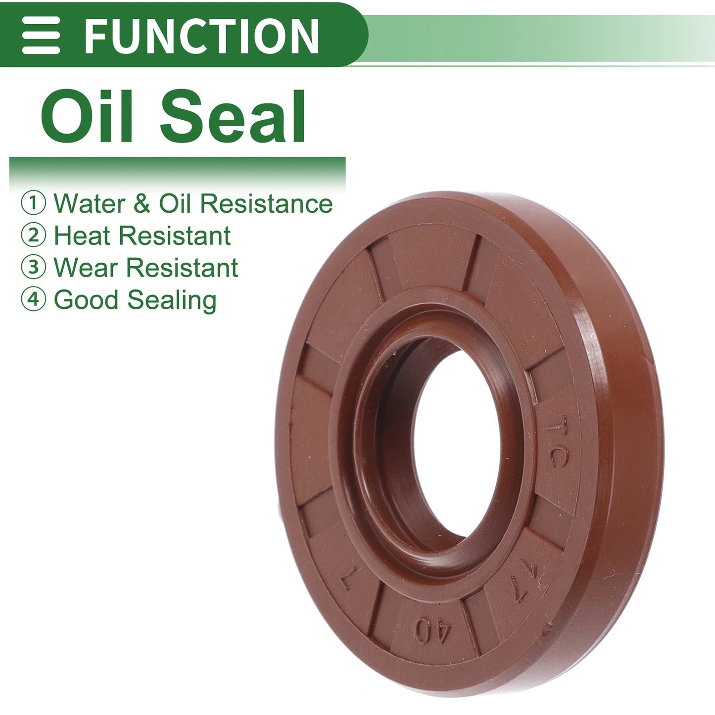 Oil Seal Seal Ring Rotary Shaft Seal FKM Rubber 17x40x7mm Brown 5 Pcs