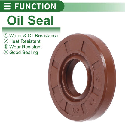 Oil Seal Seal Ring Rotary Shaft Seal FKM Rubber 17x40x7mm Brown 5 Pcs