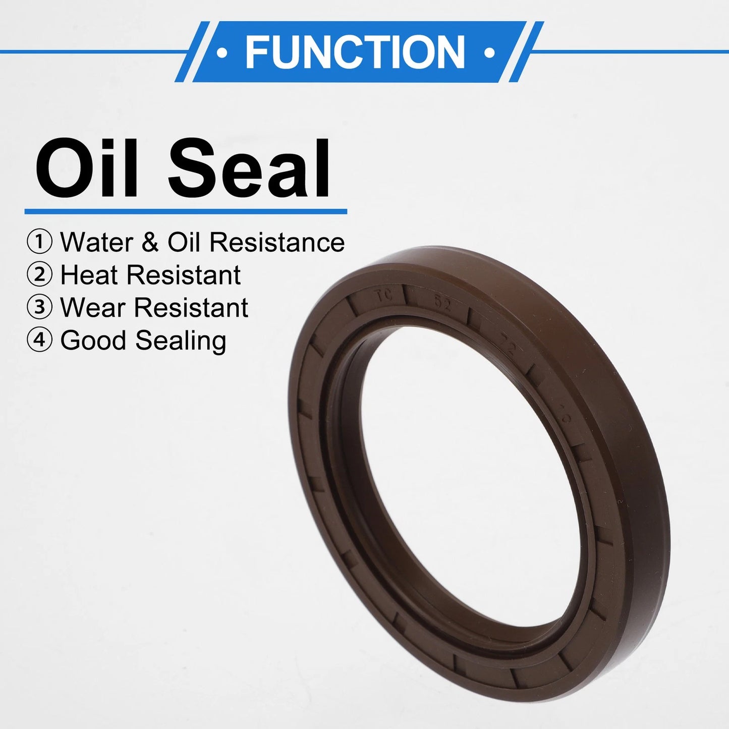 Oil Seal Seal Ring Rotary Shaft Seal FKM Rubber 52x72x10mm Brown 2 x Pcs
