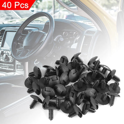 40pcs Plastic Bolt Rivets Fastener Expansion Trunk Clips Black for Toyota