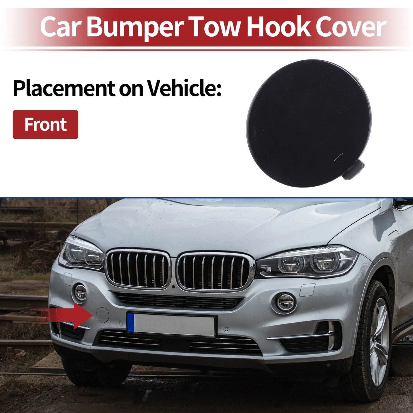 Bumper Tow Hook Cover for BMW X5 F15 M 2014-2018 (2 x Black Covers)