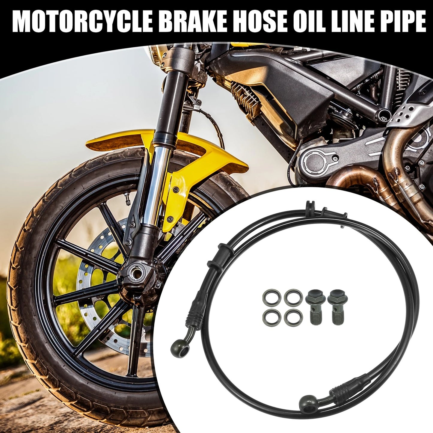 110cm Brake Oil Hose Universal 28 Degree Motorcycle Hydraulic Black