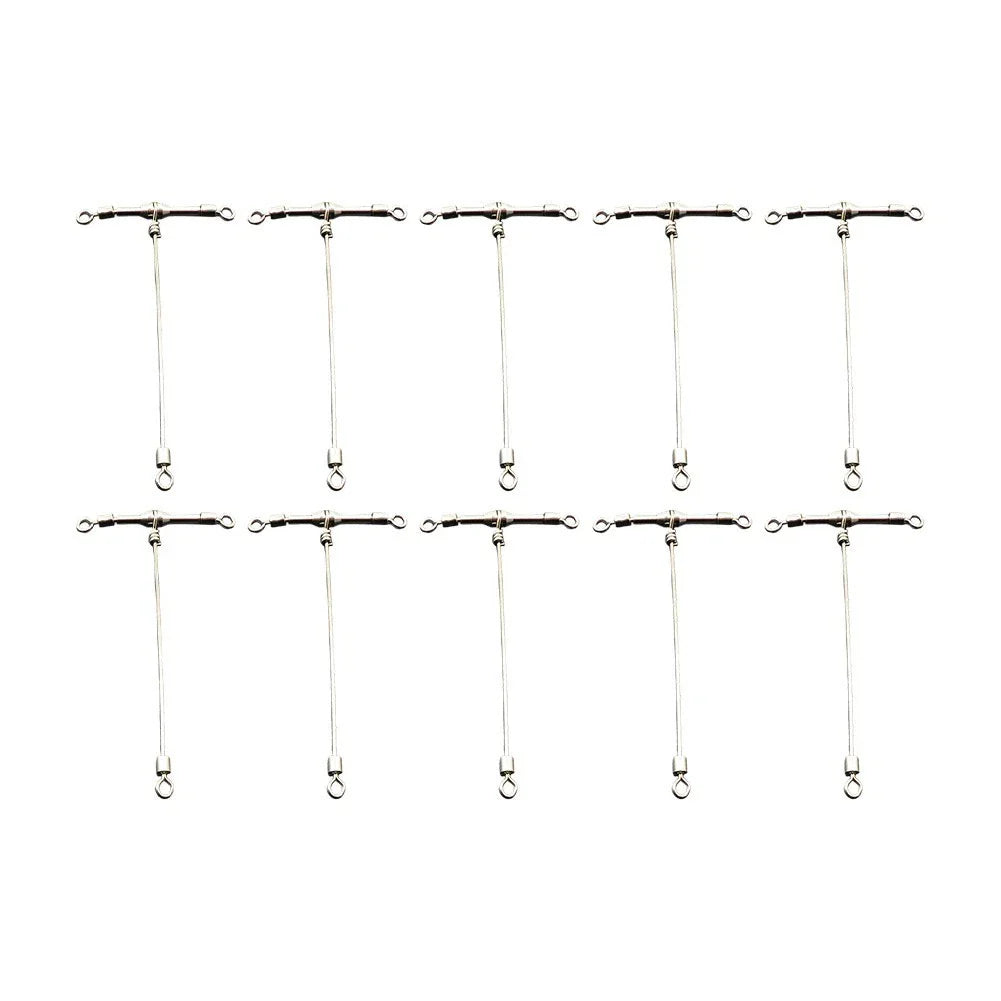 Boat Fishing Swivels 10pcs T-Shape Rolling Connector with Glow Beads for Catfish