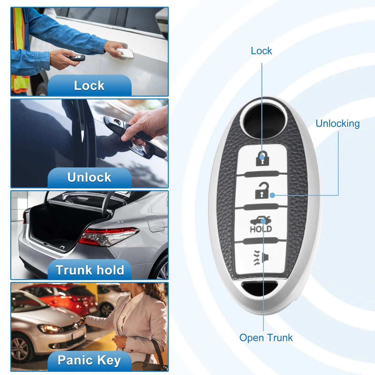 Silicone Smart Key Fob Case Cover for Nissan Cabstar (2008-2009)