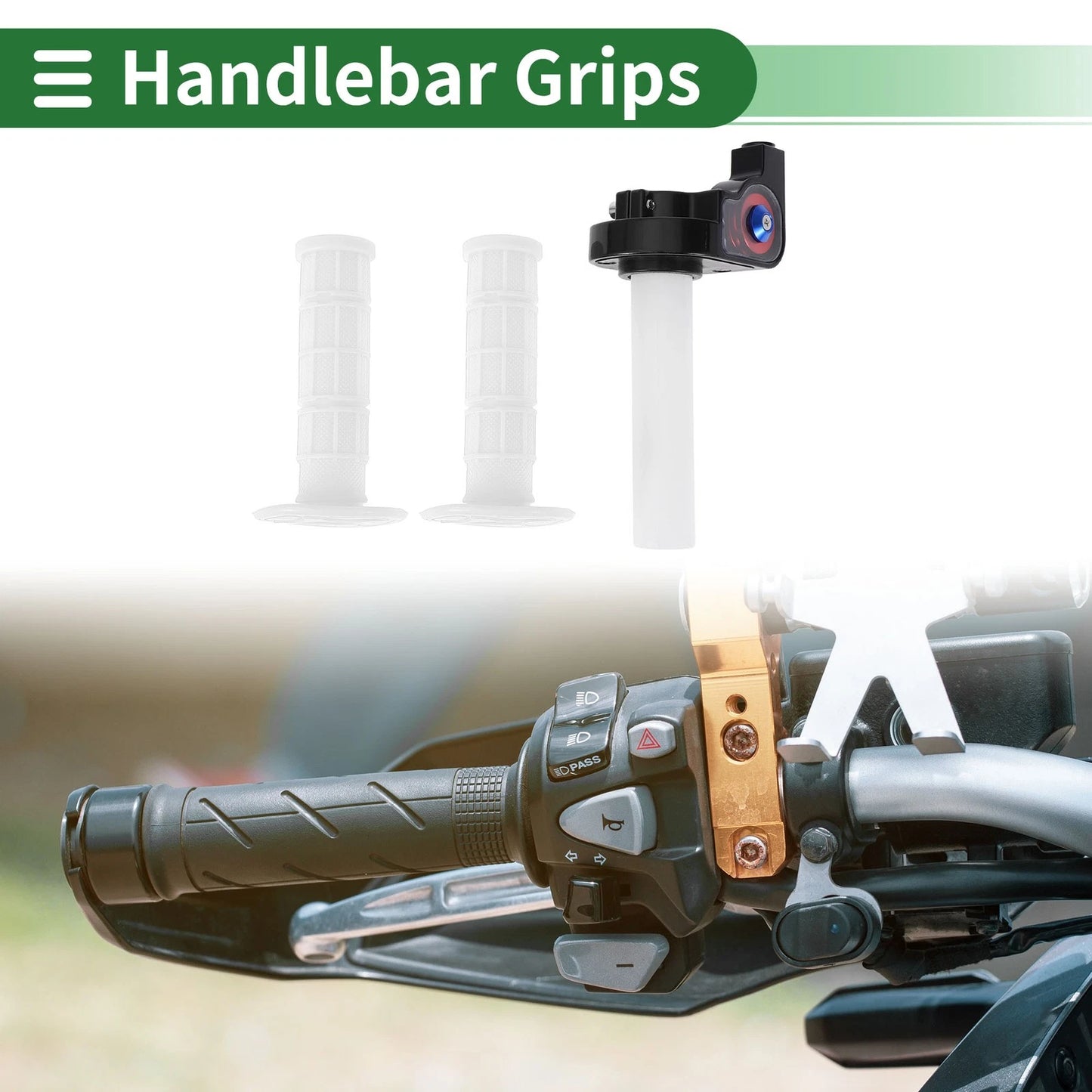 7/8" 22mm Hand Grips Rubber White for Motorcycle
