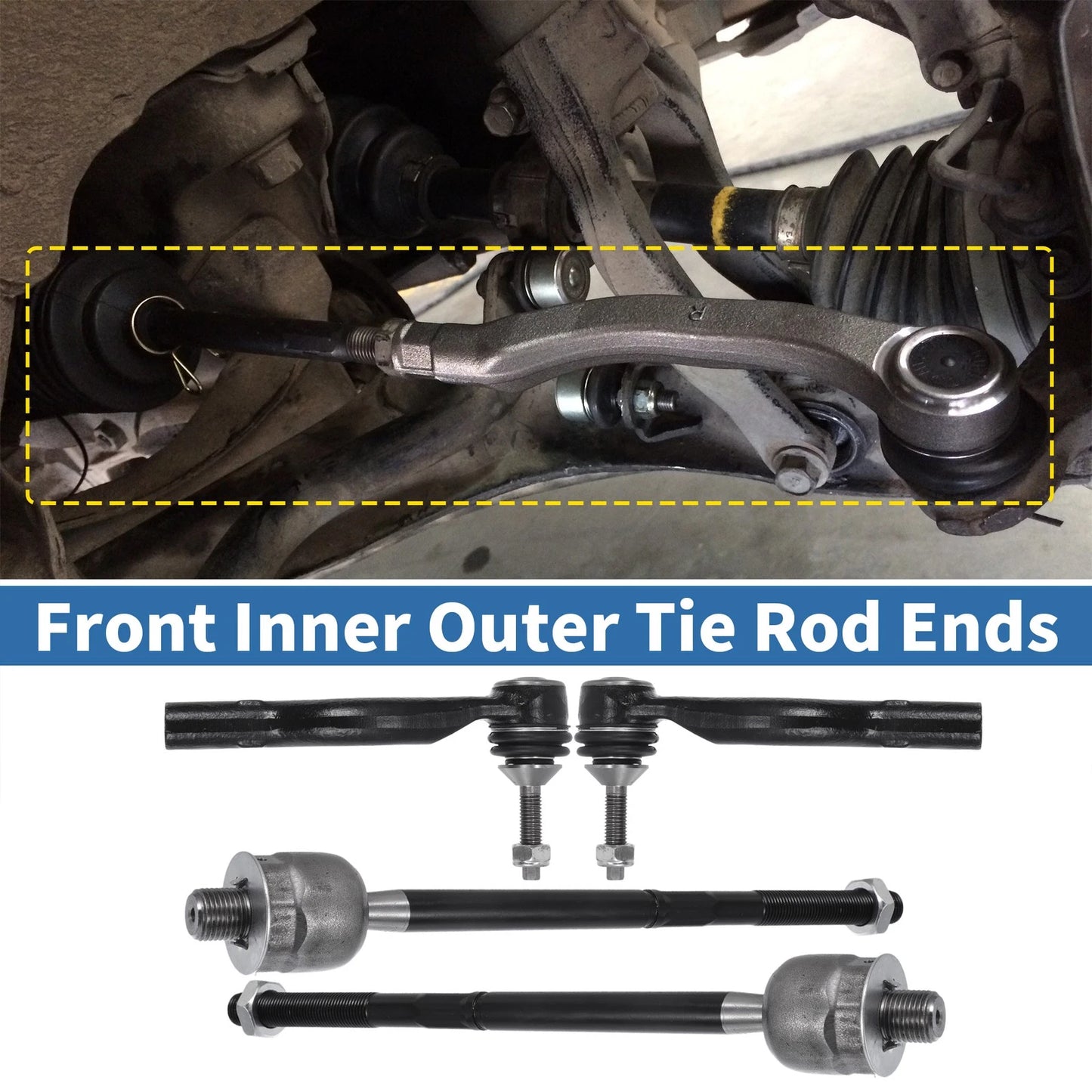 2 x Front Outer Tie Rod End Links Kit for Ford Crown Victoria (2003-2011)