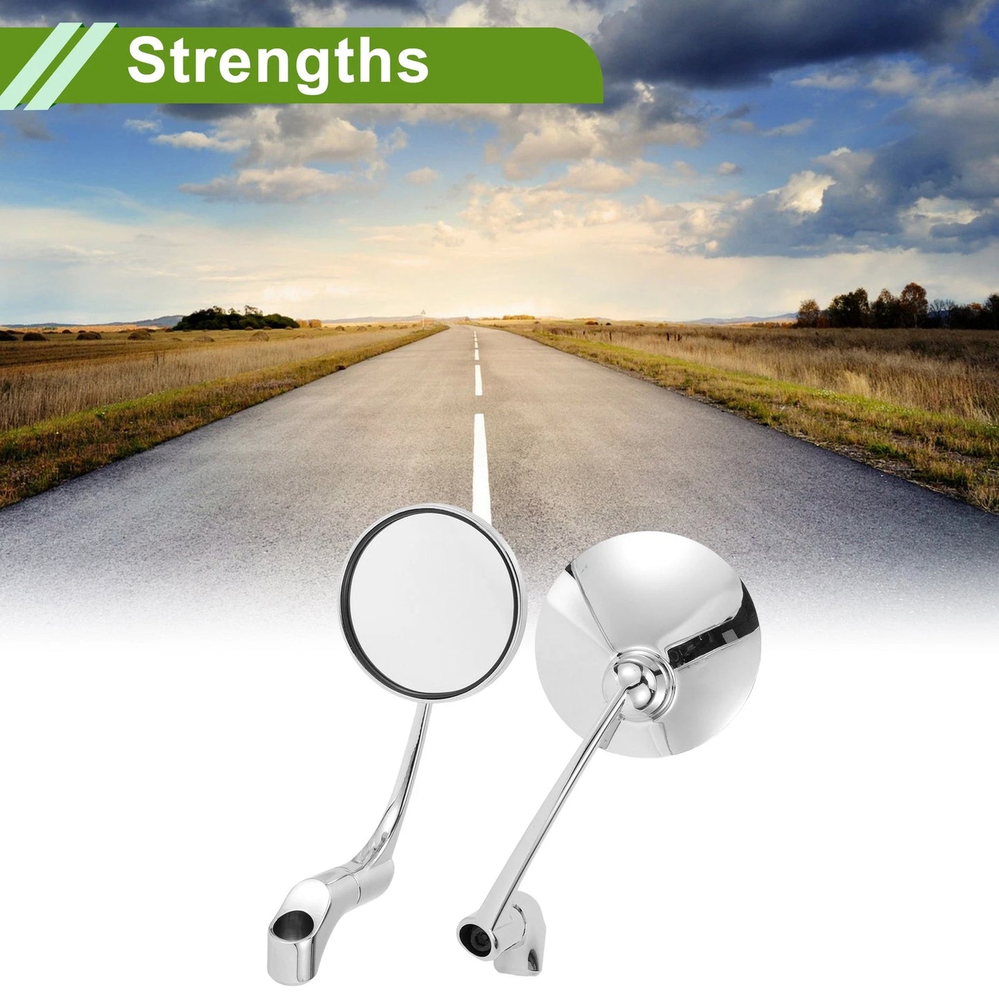 Rear View Mirror / M8/M10 / Motorcycle Round Chrome Aluminum