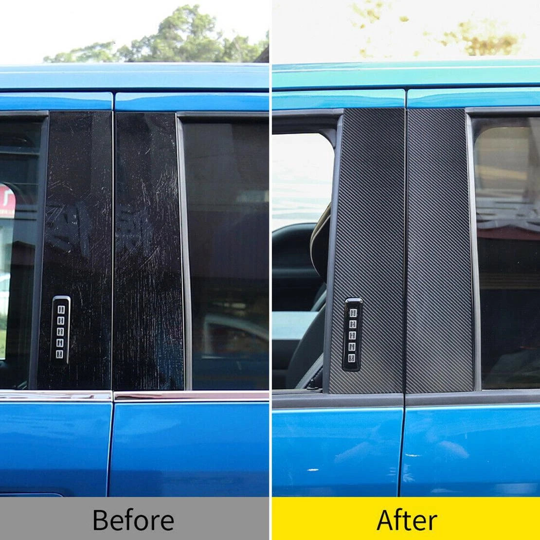 4x Carbon Fiber Style B Window Pillar Post Stickers for Ford F150 (2015-2023)