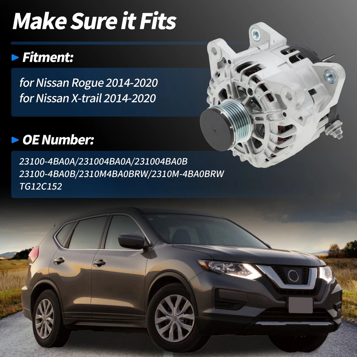 Alternator for Nissan Rogue X-Trail (2014-2020)