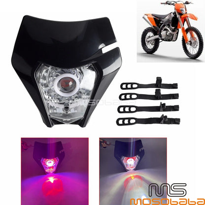 Enduro Dirt Bike LED Headlight Fairing for 200-450 EXC Six Days KX KLX WR YZ (200-2023)