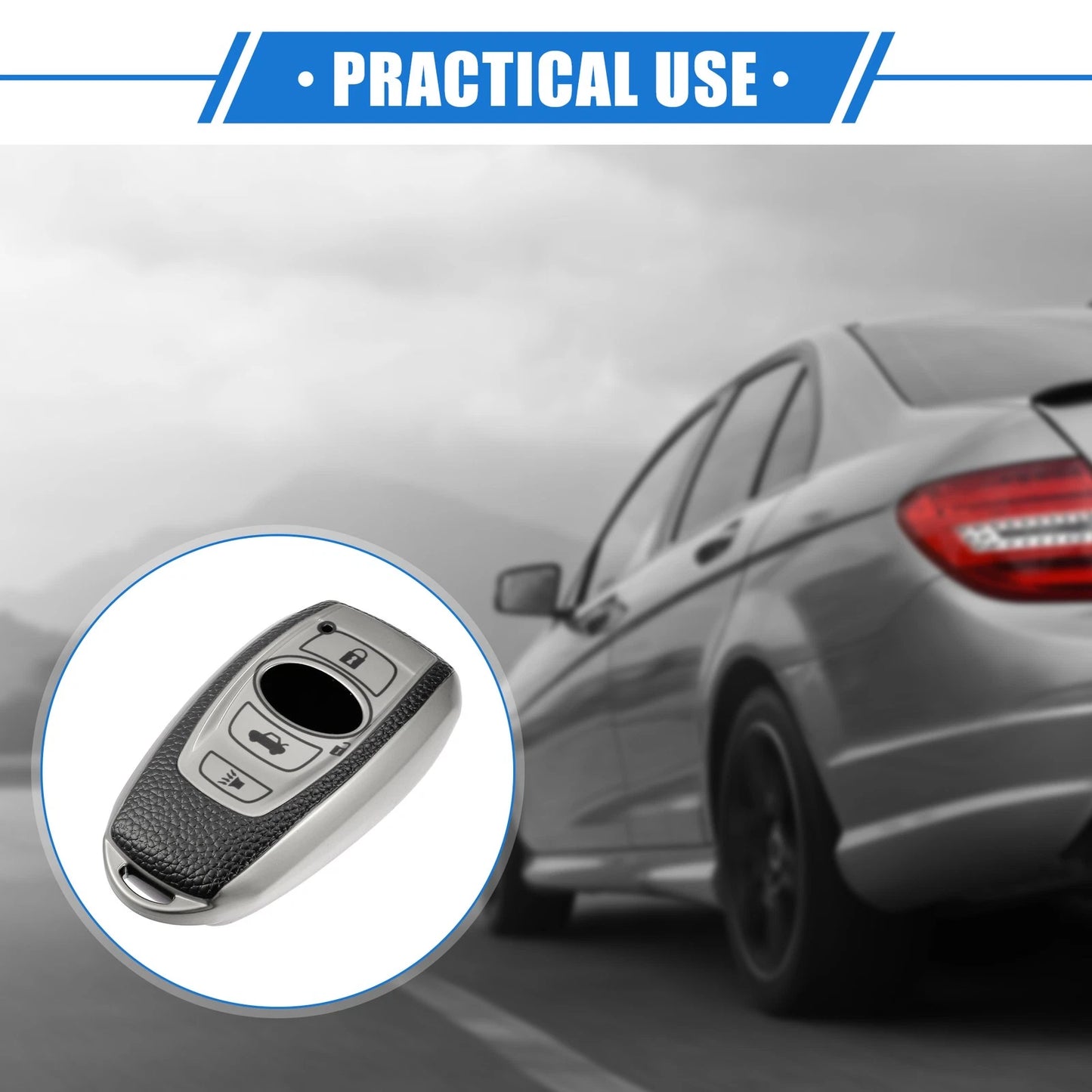 4 Button Smart Remote Key Shell for Subaru Ascent (2019-2022) TPU Silver