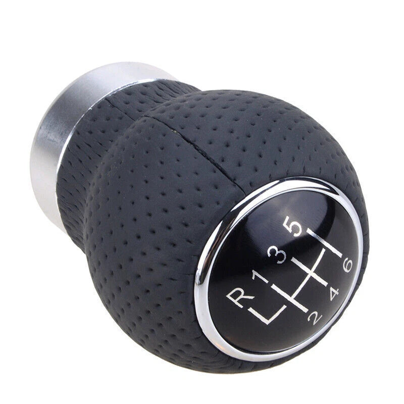 Leather 6 Speed Gear Shift Knob for Universal Cars - Black