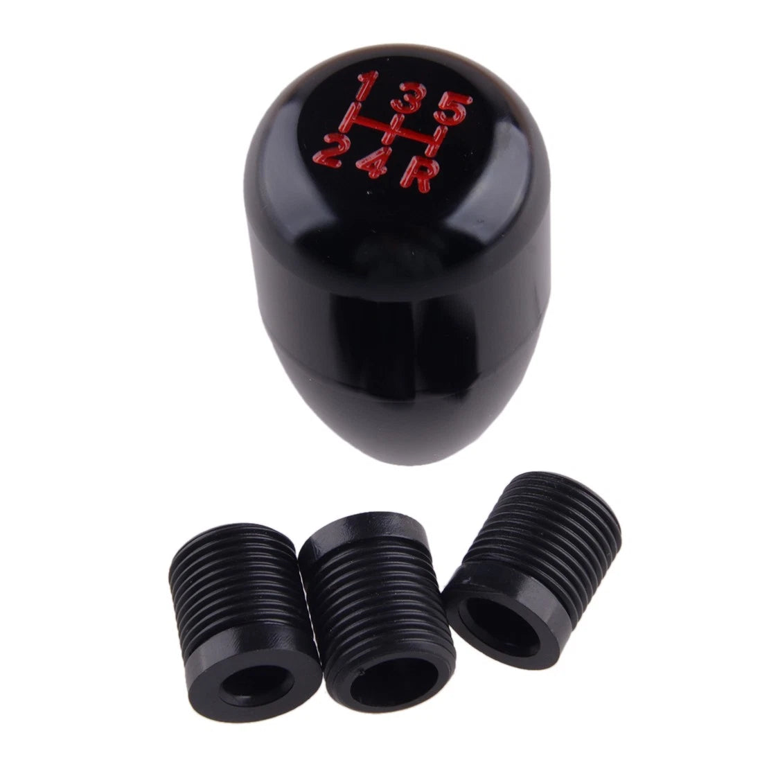 5 Speed Gear Shift Knob Black Universal Type R with 8mm 10mm 12mm Adapters