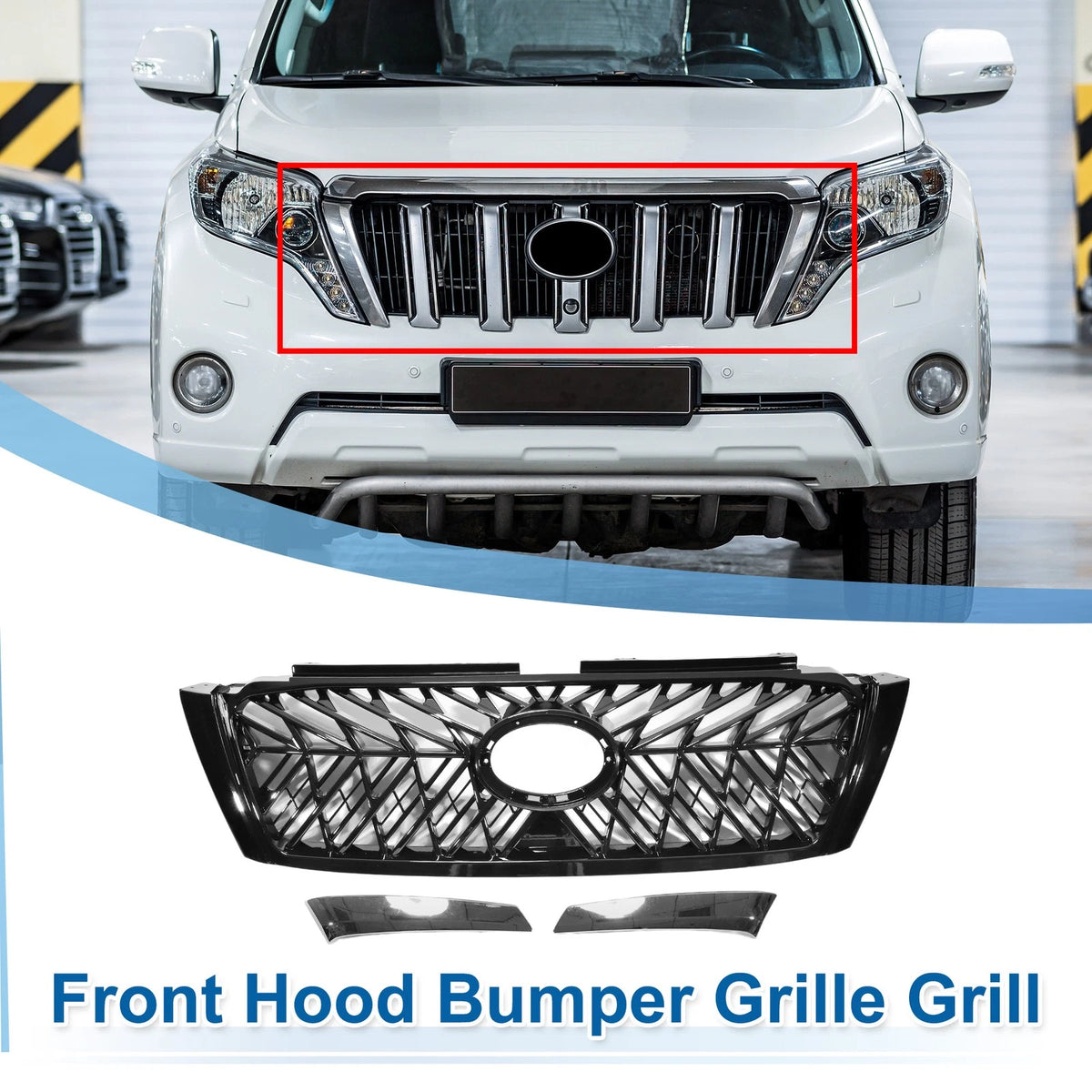 Front Upper Bumper Grille for Toyota Land Cruiser Prado FJ150 (2014-2017)