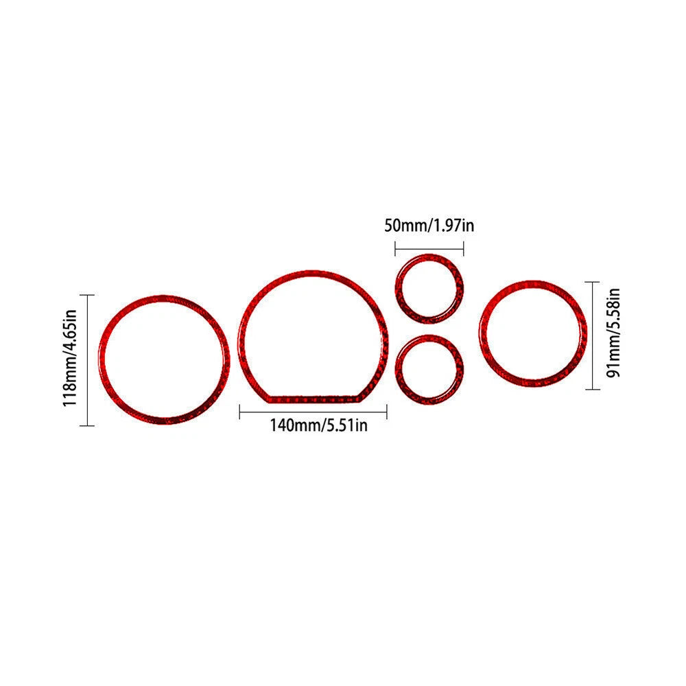 5Pcs Red Carbon Fiber Speedometer Cover Trim for Toyota Tundra (2007-2013)