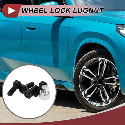 Set of 2 Wheel Lock Lug Nuts with M14x1.25 Key for BMW