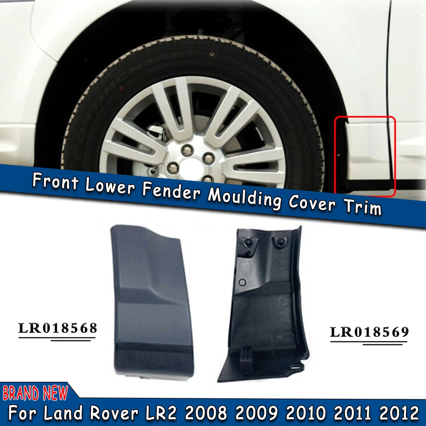 Lower Fender Moulding Black for Land Rover LR2 (2008-2012)