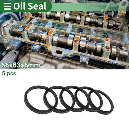Oil Seal 55x63x5mm NBR Rubber Black Rotary Seal 5 Pcs for Make Model