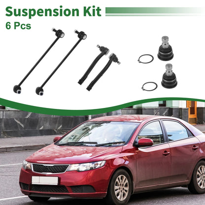 6 Pcs Front Outer Tie Rod Ends & Sway Bar Links for Kia Sorento (2011-2020)