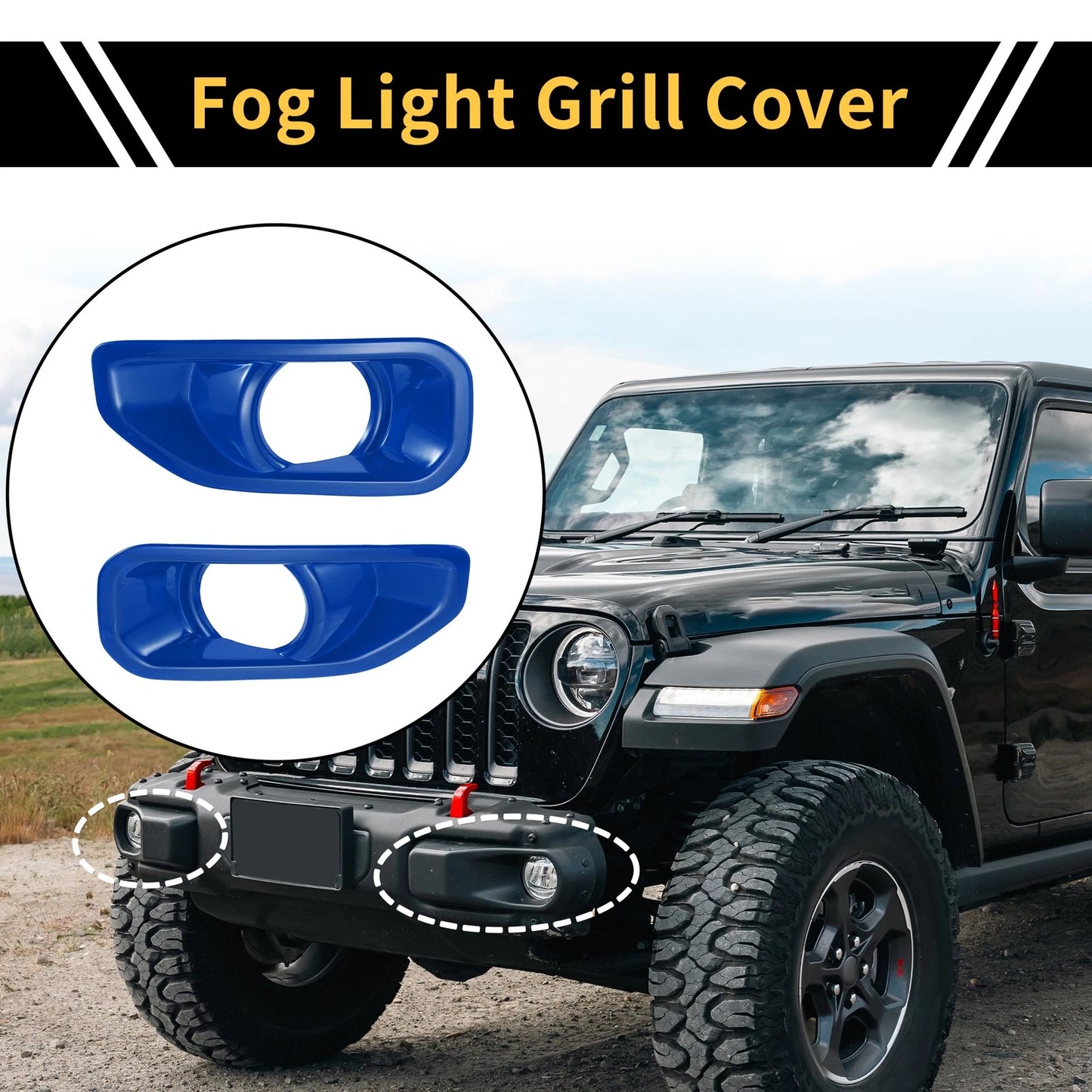Fog Light Grills for Jeep Wrangler JL Gladiator (2018-2023) - 1 Pair Blue