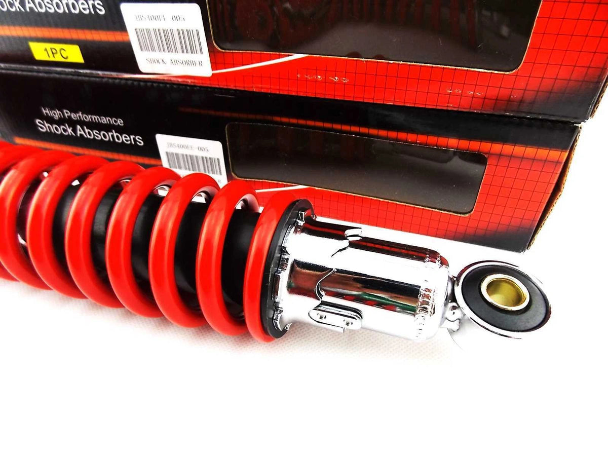 400mm Red/Chrome Rear Shock Absorbers for Kawasaki KE175