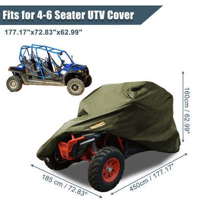 UTV Cover Waterproof Full Cover for Kawasaki Can-Am 4-6 Seater Army Green