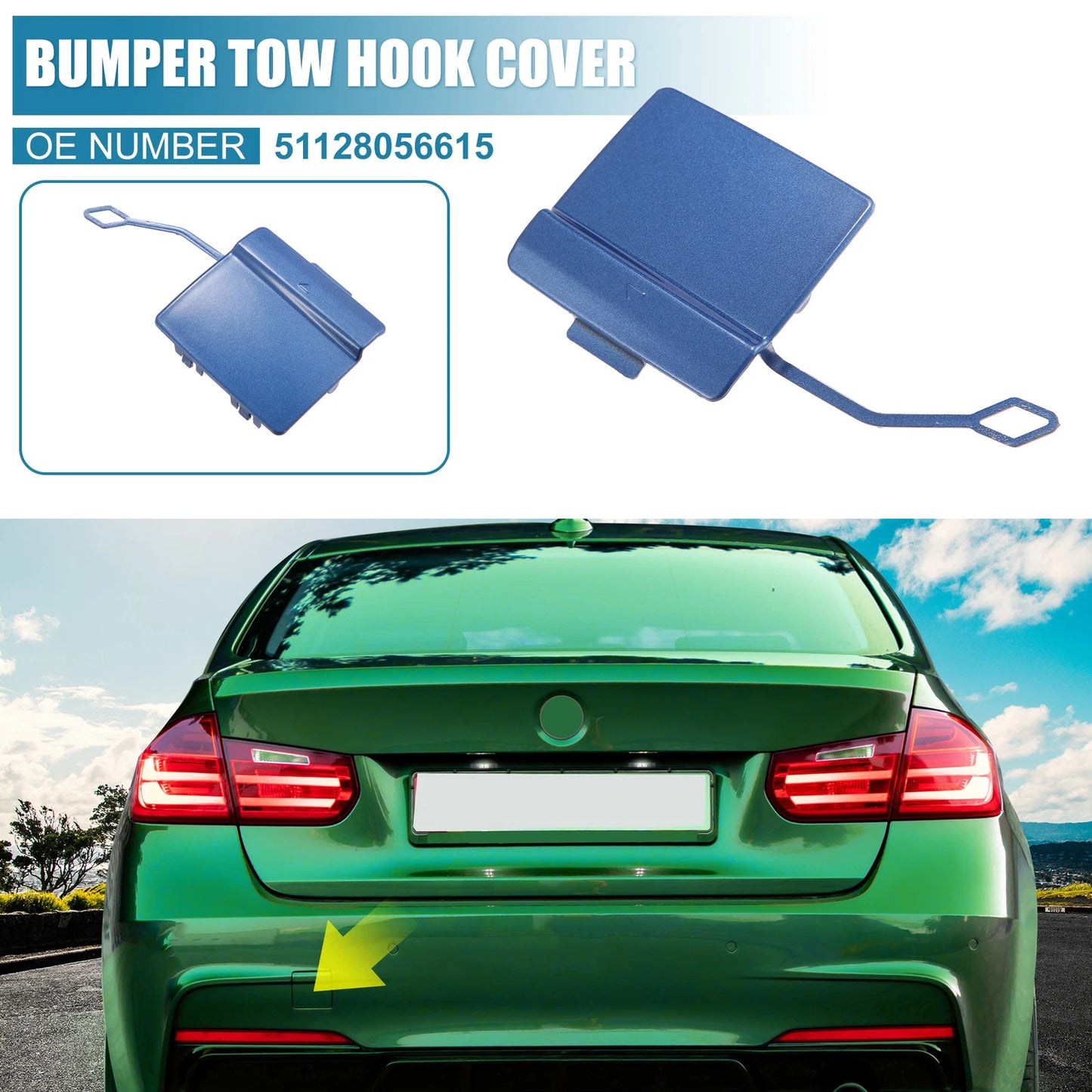 Rear Bumper Tow Hook Cover Cap for BMW 3 Series (2013-2018) - Blue