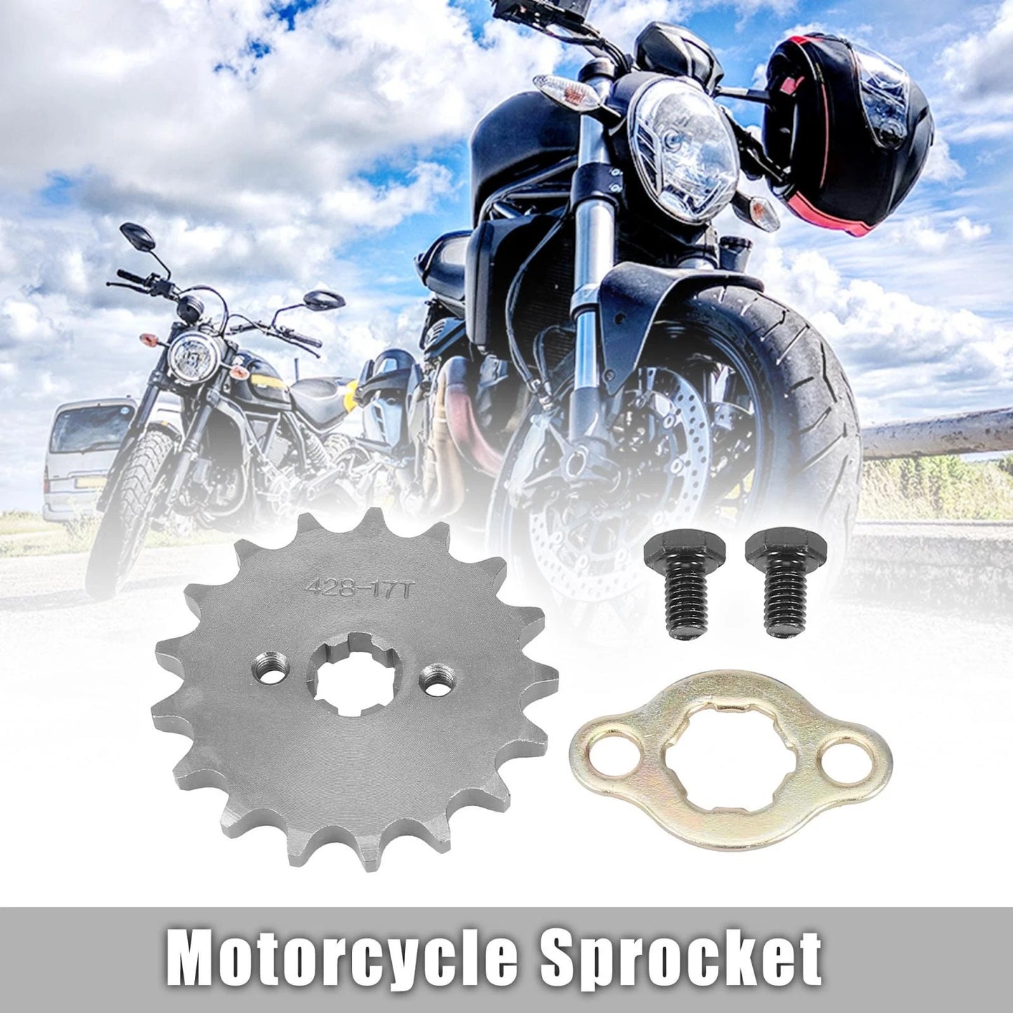 Chain 17T Front Engine Sprocket 17mm Titanium Tone for Motorcycle